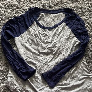 AE Soft & Sexy XS Women's Navy and Gray Long Sleeve Top